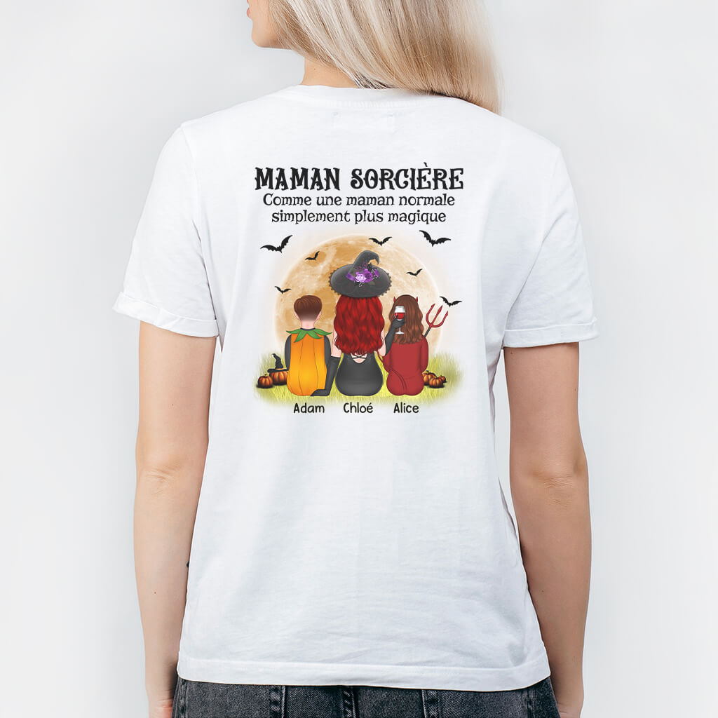 1337AFR2 t shirt mamie sorciere halloween plus magique avec impression au dos personnalise