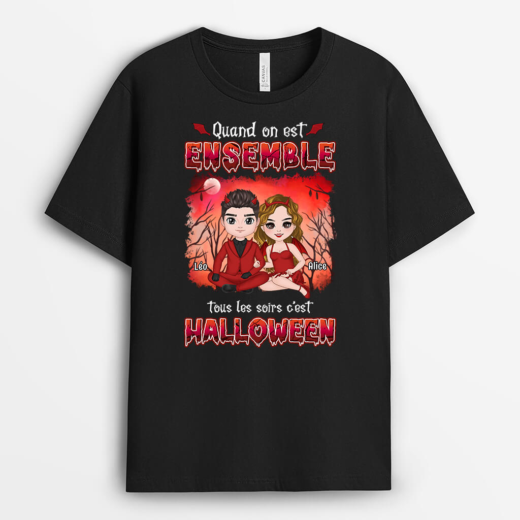 Quand On Est Ensemble Tous Les Soirs C'est Halloween - Cadeau Personnalisé | T-shirt pour Halloween