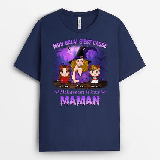 1357AFR2 t shirt mon balai sest casse maintenant je suis grand mere personnalise
