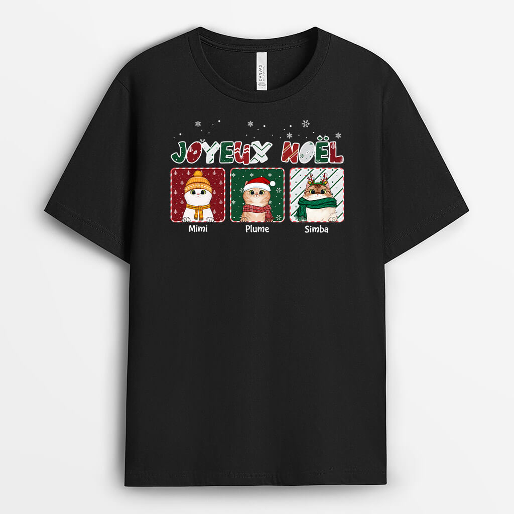 Joyeux Noël Chats - Cadeau Personnalisé | T-shirt pour Amoureux des animaux