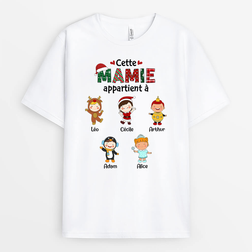 Cette Mamie Appartient À Version Noël - Cadeau Personnalisé | T-shirt pour Noël