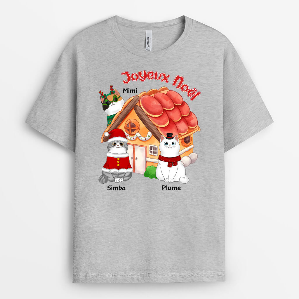 Joyeux Noël Maison Des Chats - Cadeau Personnalisé | T-shirt Pour Noël