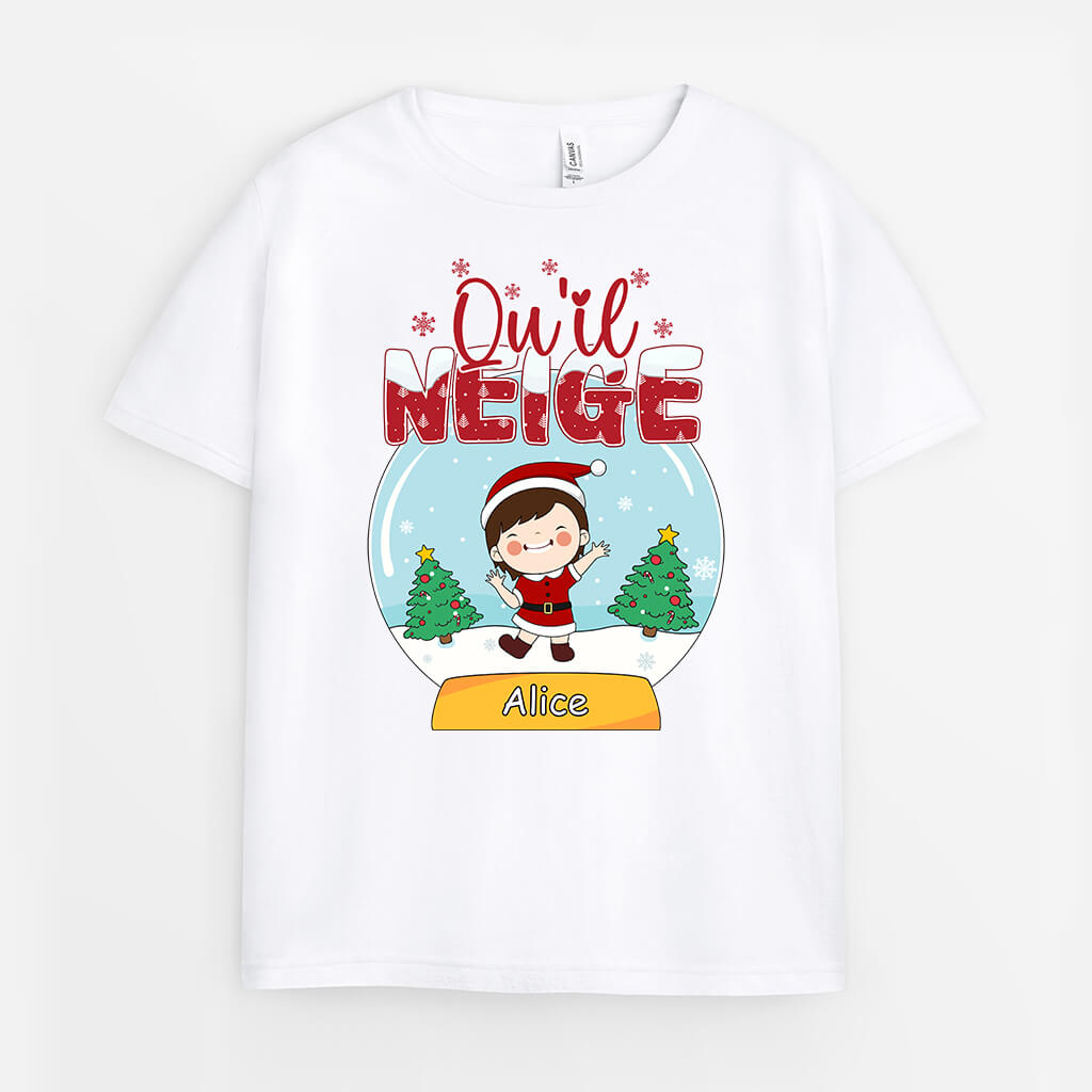 Qu'Il Neige| Cadeau Personnalisé | T-shirt pour Noël