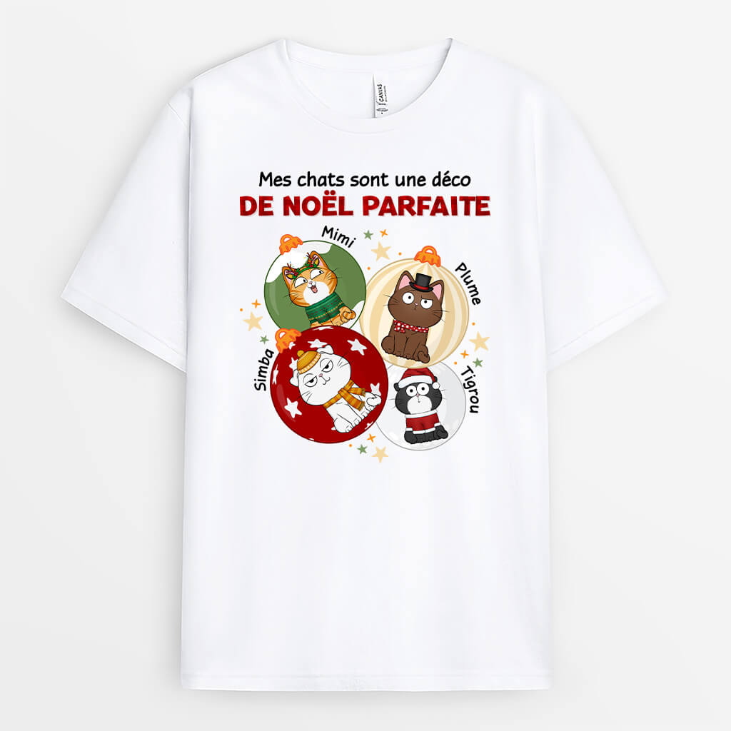 Mes Chats Sont Une Déco De Noël Parfaite - Cadeau Personnalisé | T-shirt pour Noël