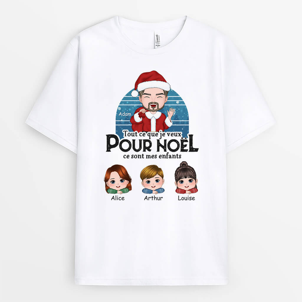Tout Ce Que Je Veux Pour Noël Ce Sont Mes Petits-Enfants - Cadeau Personnalisé | T-shirt pour Noël