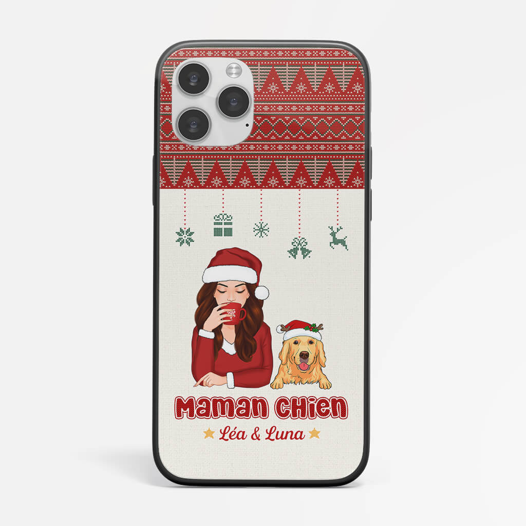 Maman Chien Version Noël - Cadeau Personnalisé | Coque de Téléphone pour Noël