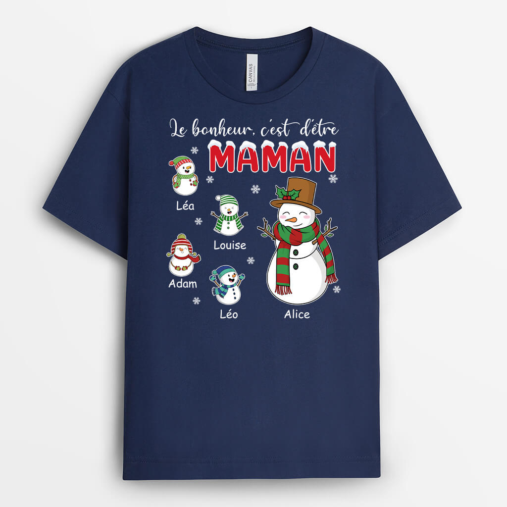 1397AFR2 t shirt le bonheur cest detre mamie maman personnalise