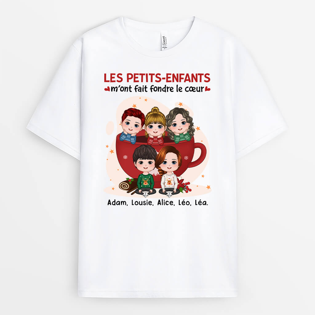 Les Petits-Enfants M'ont Fait Fondre Le Cœur - Cadeau Personnalisé | T-shirt pour Noël