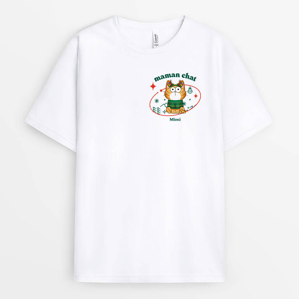 Maman Chat/Papa Chat Noël - Cadeau Personnalisé | T-shirt pour Noël