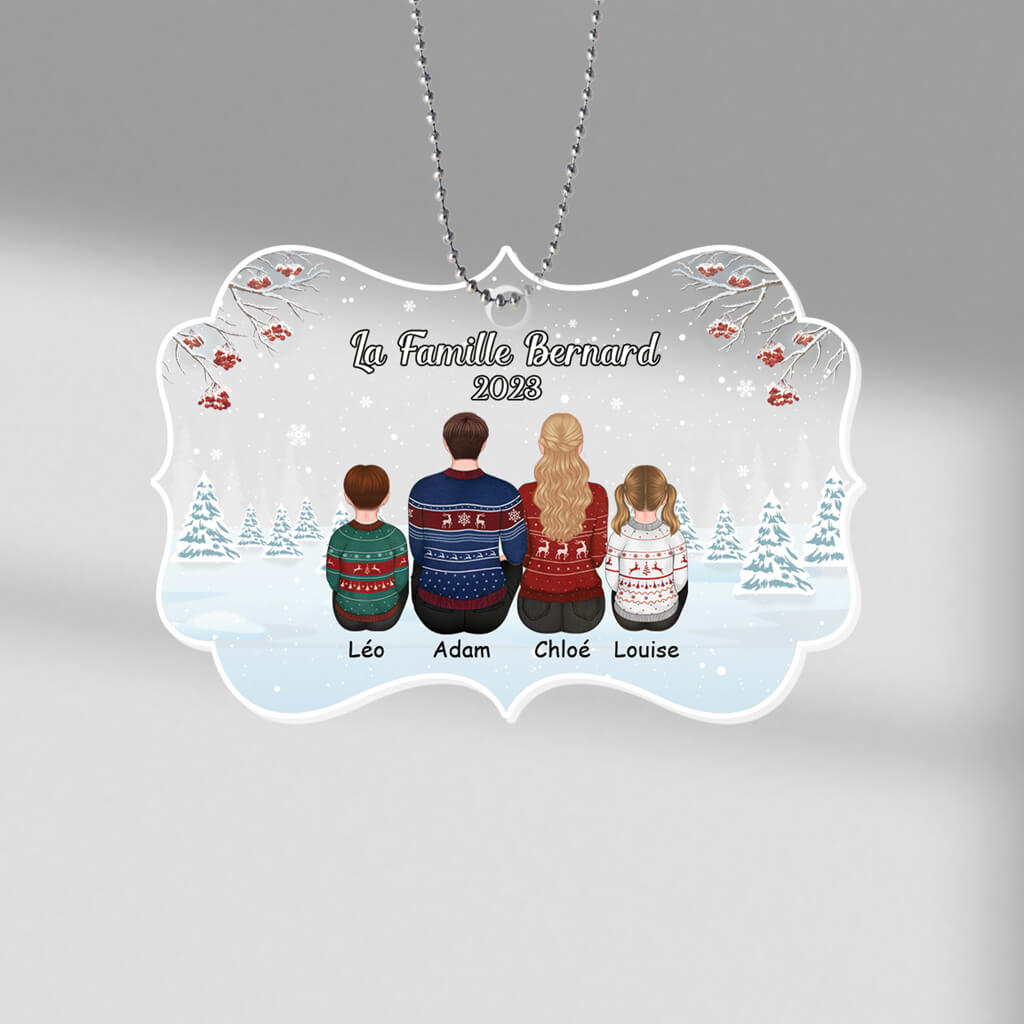 Famille Sous La Neige - Cadeau Personnalisé | Ornement pour Noël