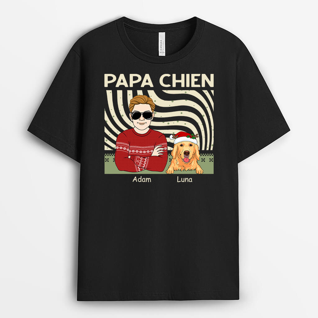 Papa De Chien Noël - Cadeau Personnalisé | T-shirt pour Noël