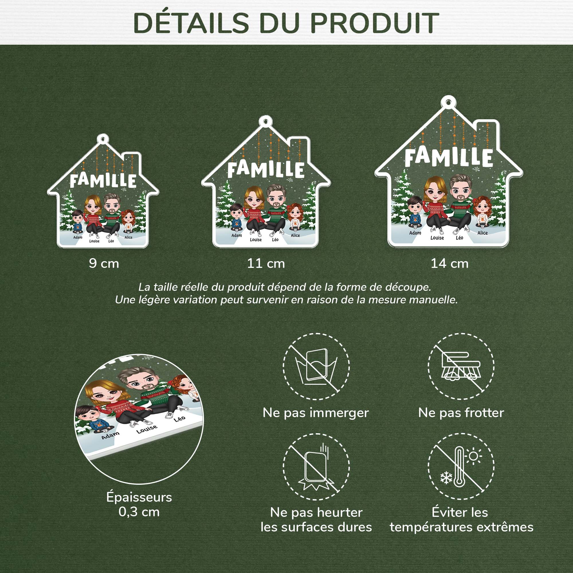 1415OFR3 ornement famille maison noel personnalise