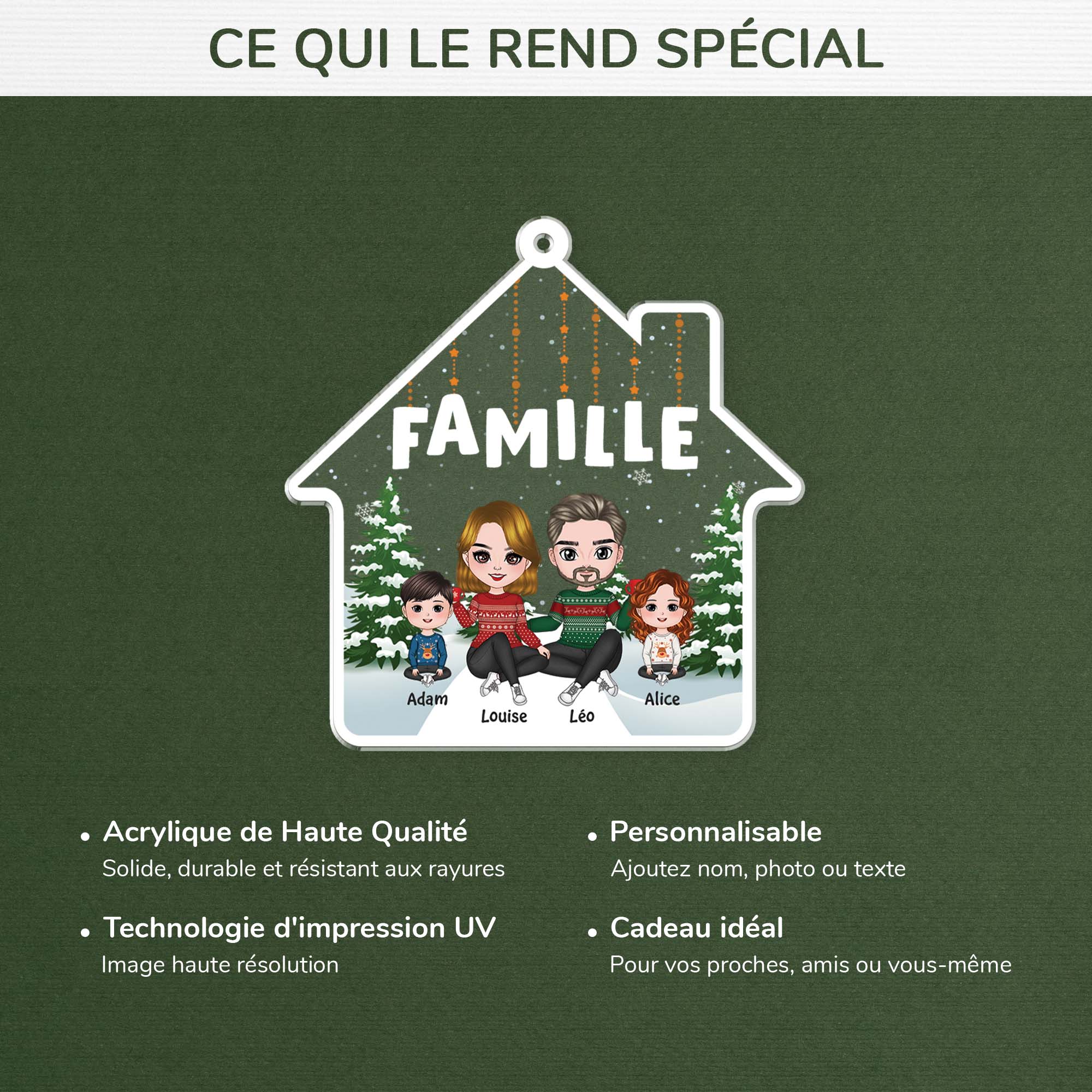 1415OFR4 ornement famille maison noel personnalise