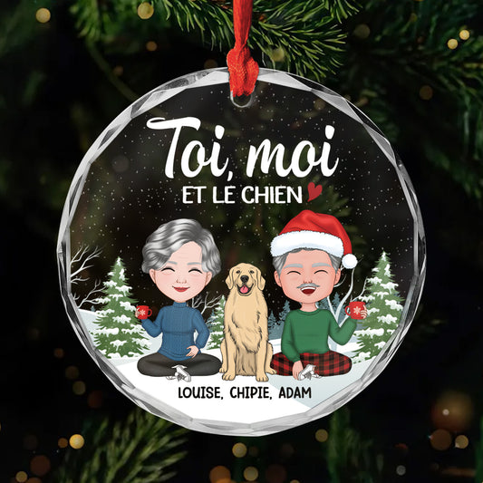 1423OFR1 ornement noel en verre personnalise couple toi moi et notre chien version neige 1423oku0c_3efaef07 6b3d 4fd6 9807 f35045358d82