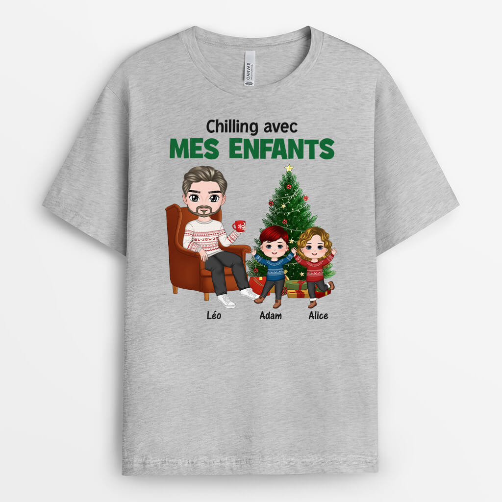 1445AFR2 t shirt chilling avec mes petits enfants personnalise