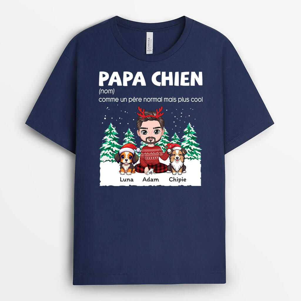 Définition Papa De Chien Version Noël - Cadeau Personnalisé | T-shirt pour Amoureux des animaux