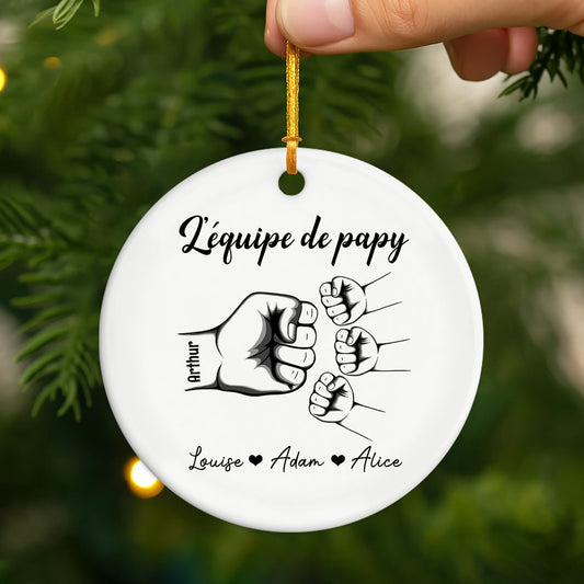 1461OFR2 ornement ceramique personnalise lequipe de papa 1461o8m8b