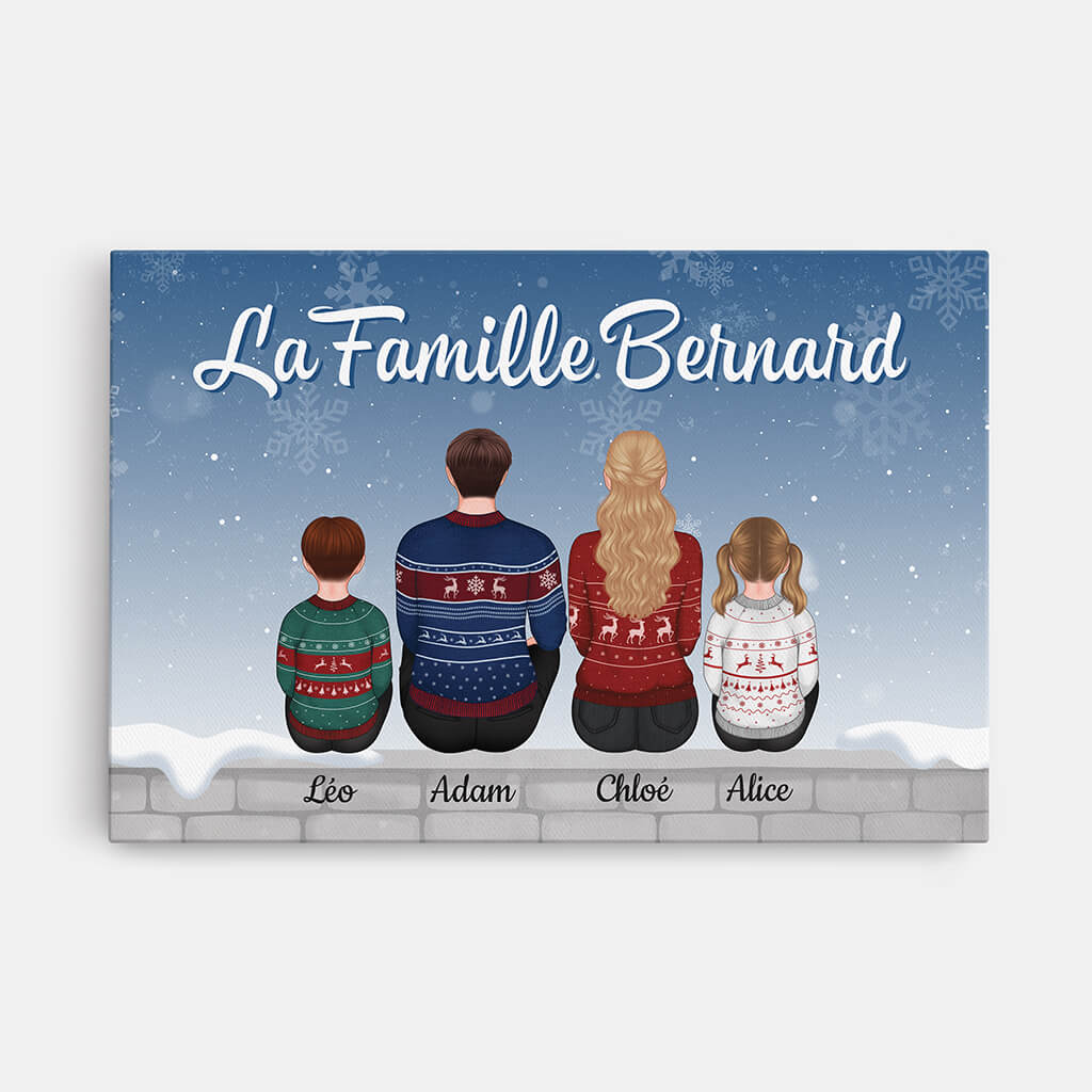 Famille Bernard - Cadeau Personnalisé |Toile pour Noël