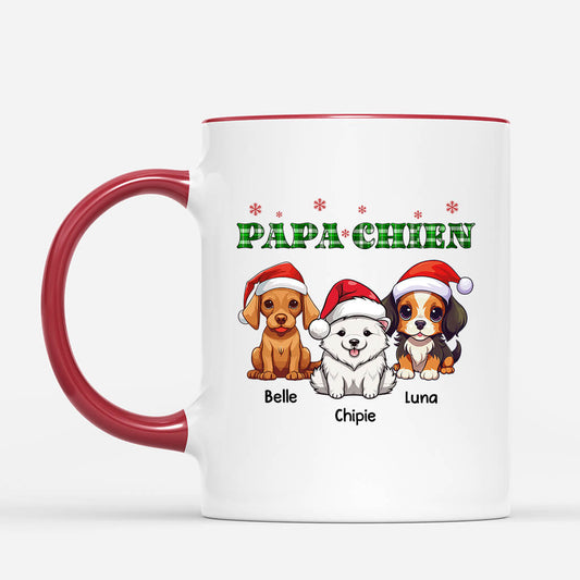 1468MFR2 mug maman de chien papa de chien version noel bonnet personnalise