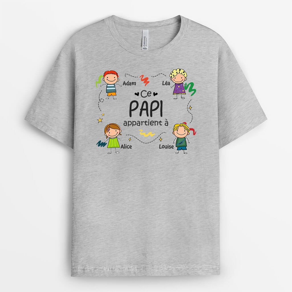 Ce Papy Appartient À Dessin - Cadeau Personnalisé | T-shirt pour Grand-père
