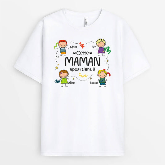 1469AFR1 t shirt cette mamie appartient a dessin personnalise