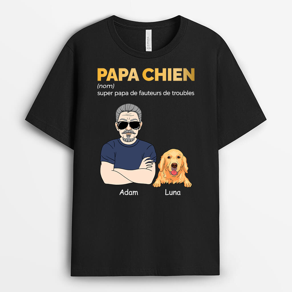 Super Papa De Fauteurs De Troubles Version Chien | T-shirt pour Papa