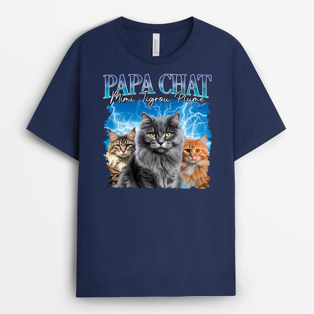 Maman Chat/ Papa Chat Avec Prénom - Cadeau Personnalisé | T-shirt pour Amoureux des Animaux