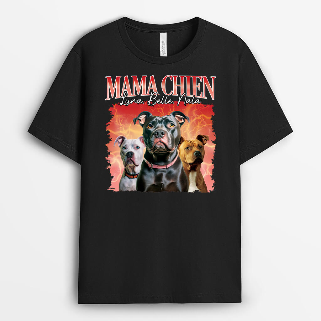 Maman Chien/ Papa Chien Avec Prénom - Cadeau Personnalisé | T-shirt pour Amoureux des Animaux