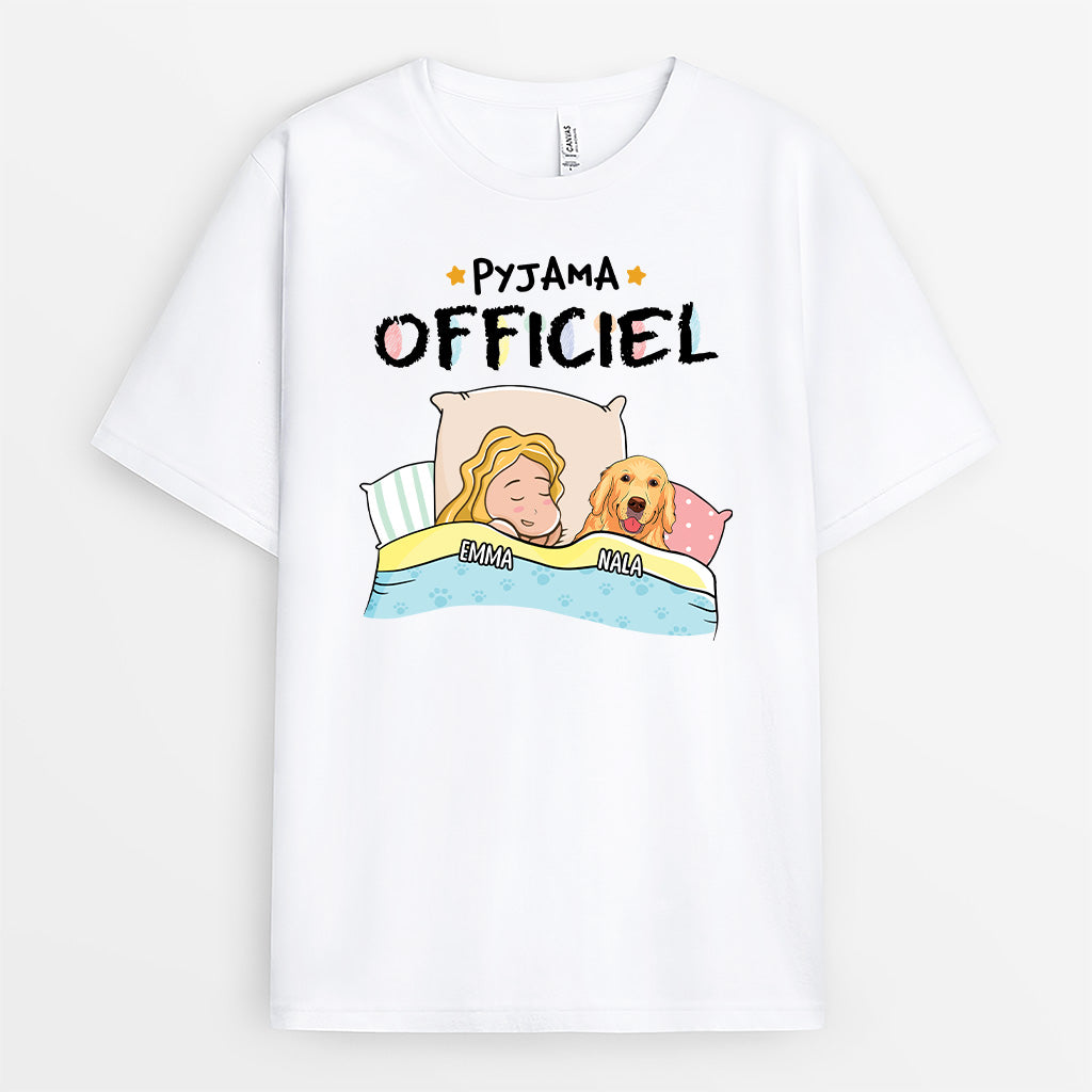 Pyjama Officiel Avec Chien - Cadeau Personnalisé | T-shirt pour Amoureux des animaux