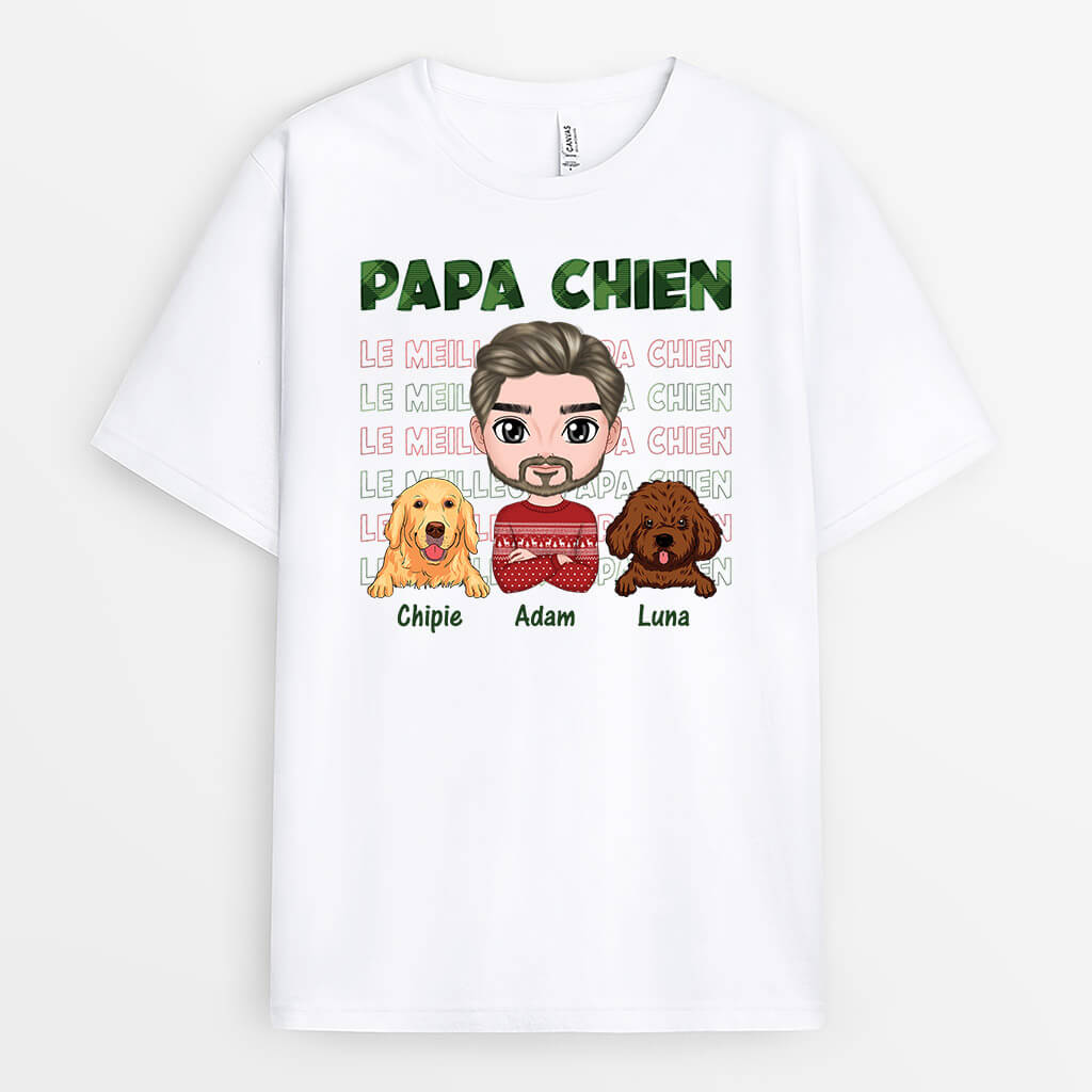 T-shirt Papa Chien Noir Personnalisé