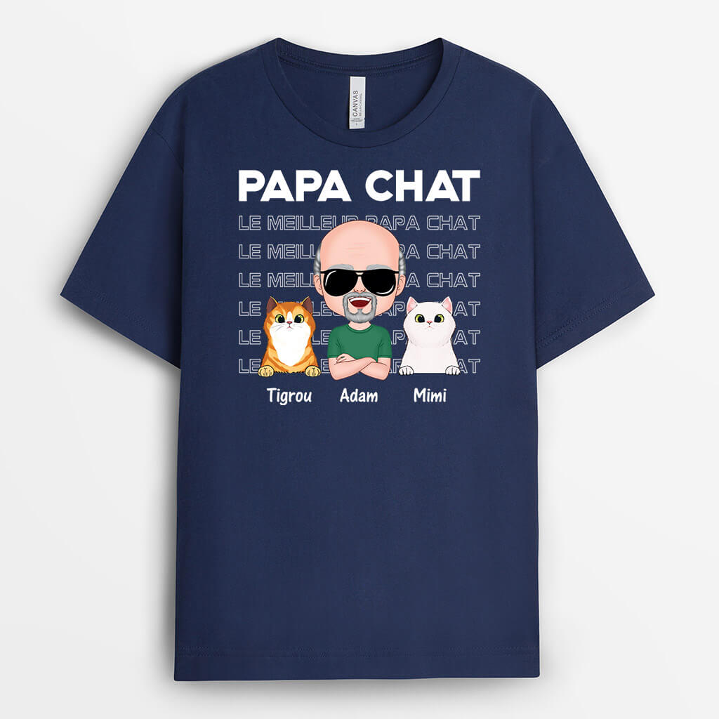 Papa Chat - Cadeau Personnalisé - T-shirt Pour les Amoureux Chats