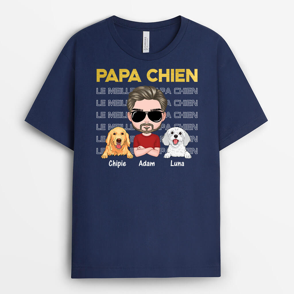 Papa Chien Noir - Cadeau Personnalisé-  T-shirt Pour Amoureux des Animaux