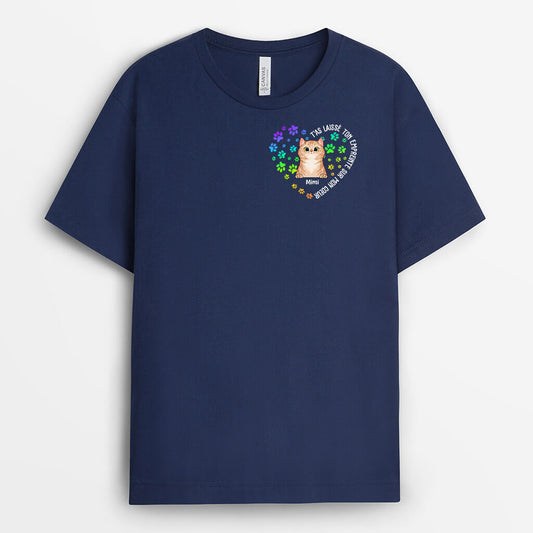 1498AFR2 t shirt empreintes de pattes sur mon coeur chat personnalise