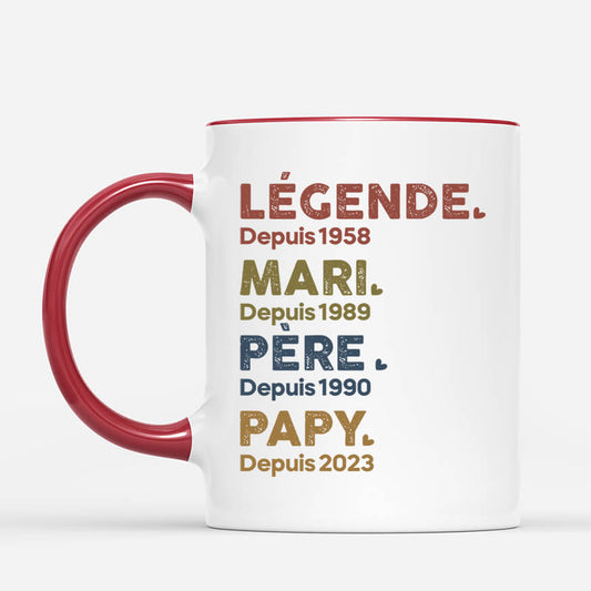 1503MFR2 mug legende mari papa papy depuis personnalise