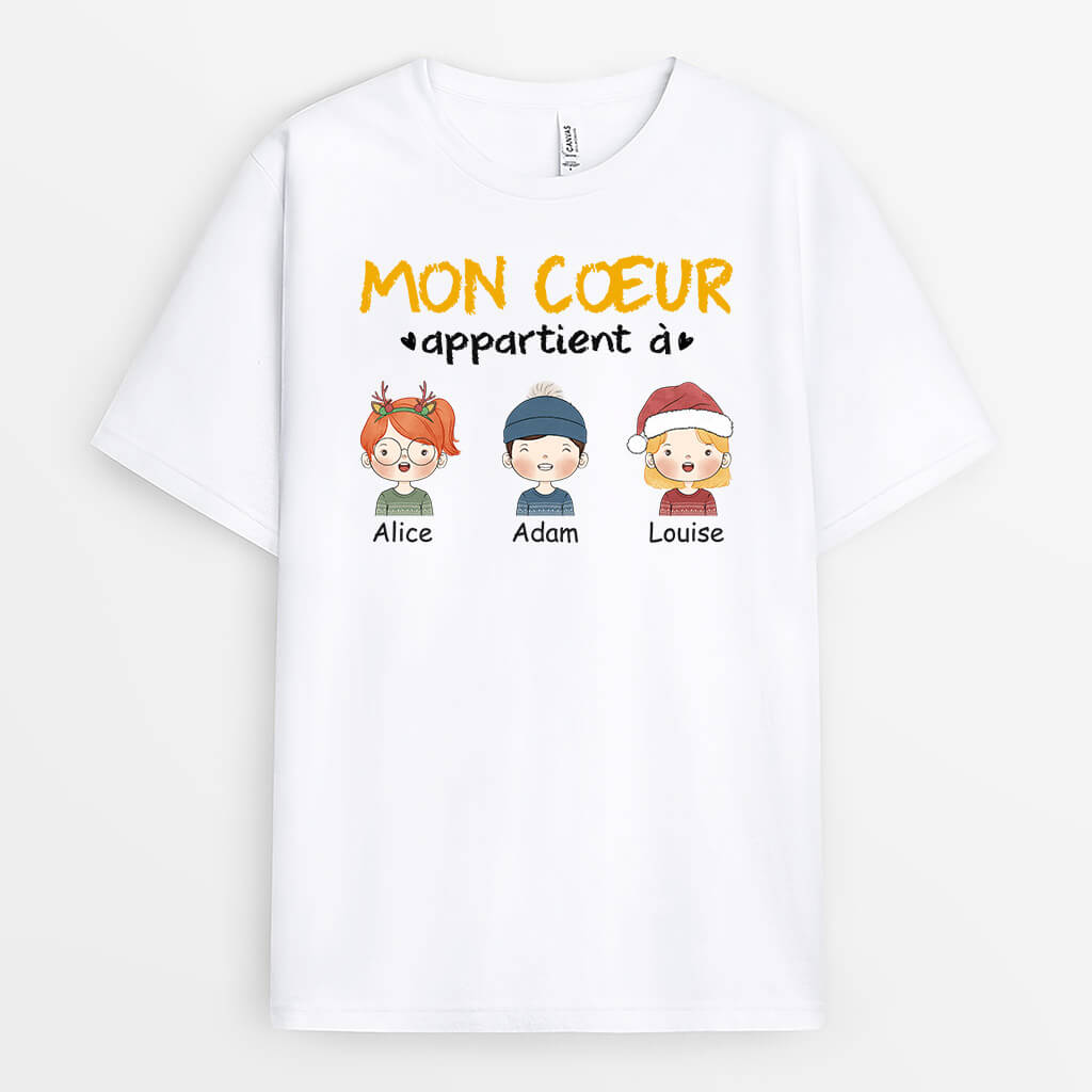 1505AFR2 t shirt mon coeur appartient a dessins personnalise