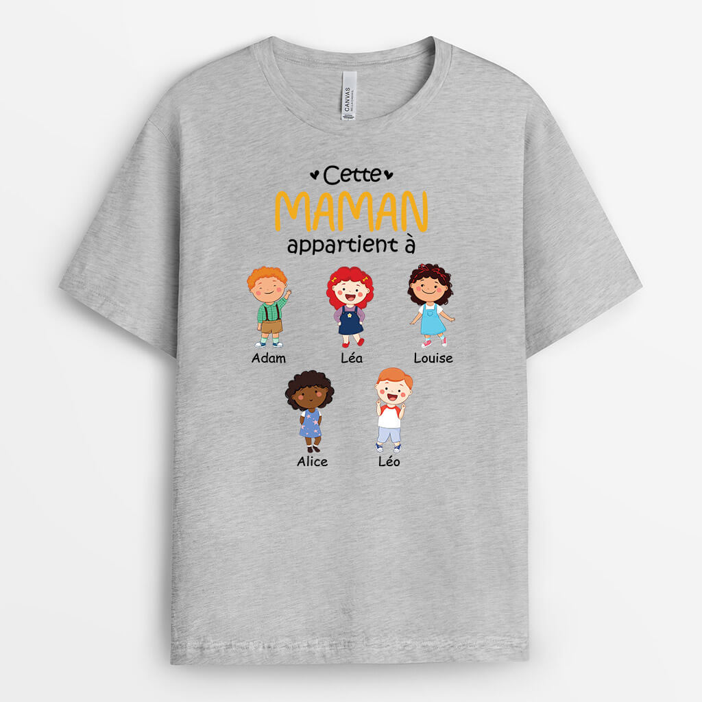 1507AFR1 t shirt cette grand mere appartient a empreintes de mains personnalise