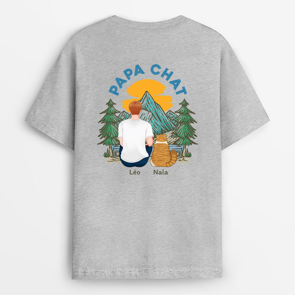 Papa De Chat/Maman De Chat Coloré Personnalisé - Cadeau Personnalisé | T-shirt pour Amoureux des Animaux