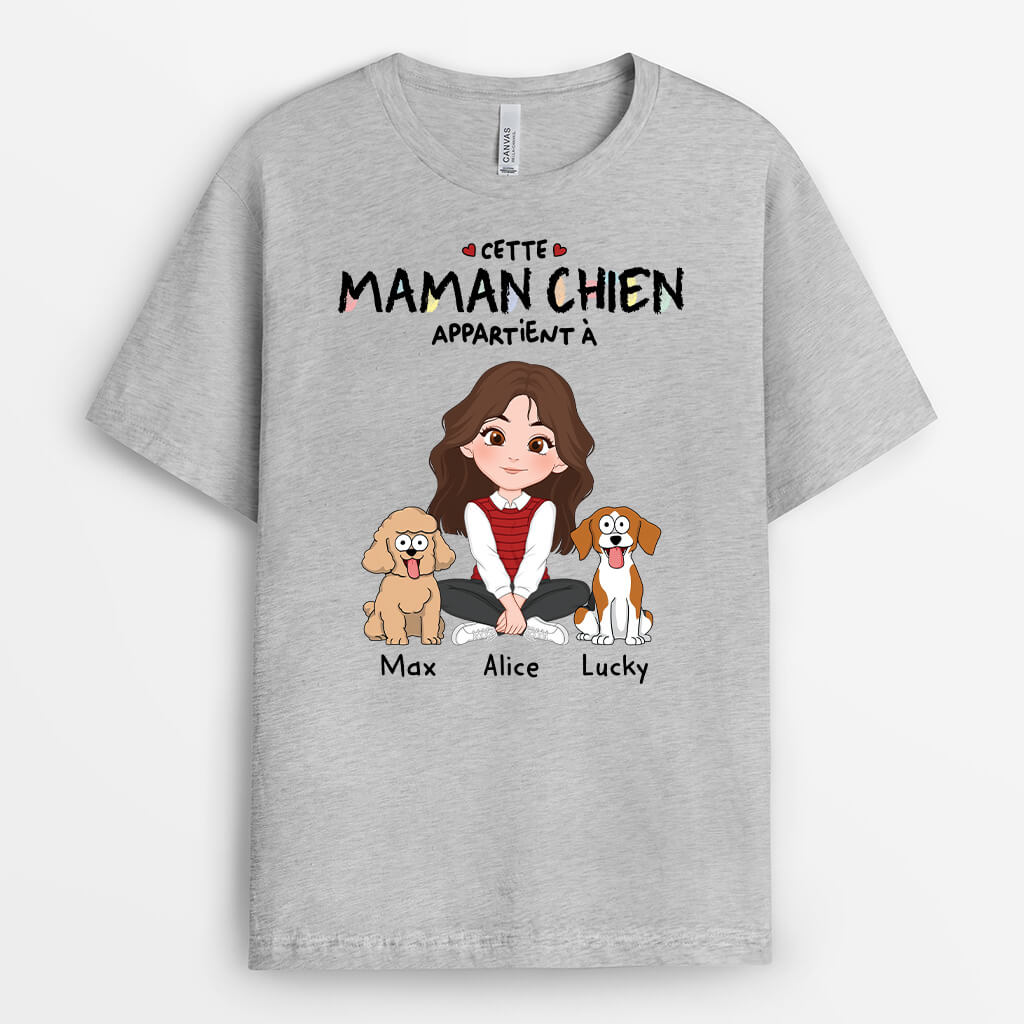 Cette Maman Chien Appartient À - Cadeau Personnalisé | T-shirt pour Femme
