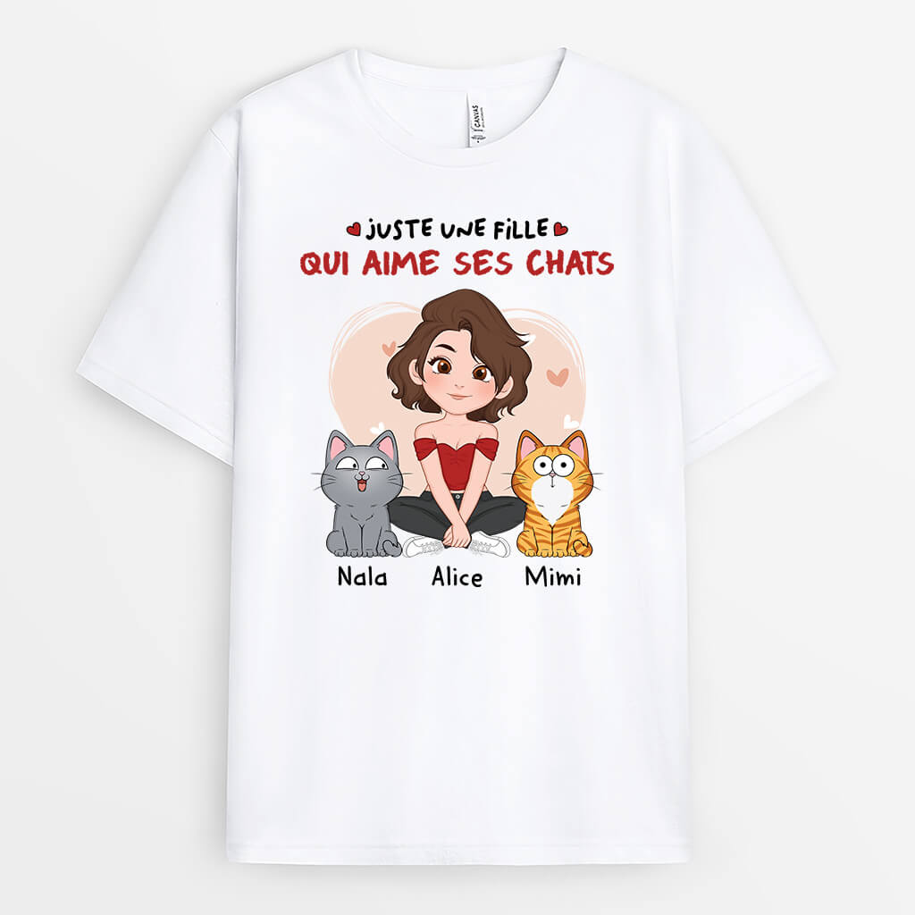 Juste Une Fille Qui Aime Ses Chats - Cadeau Personnalisé | T-shirt pour Femme