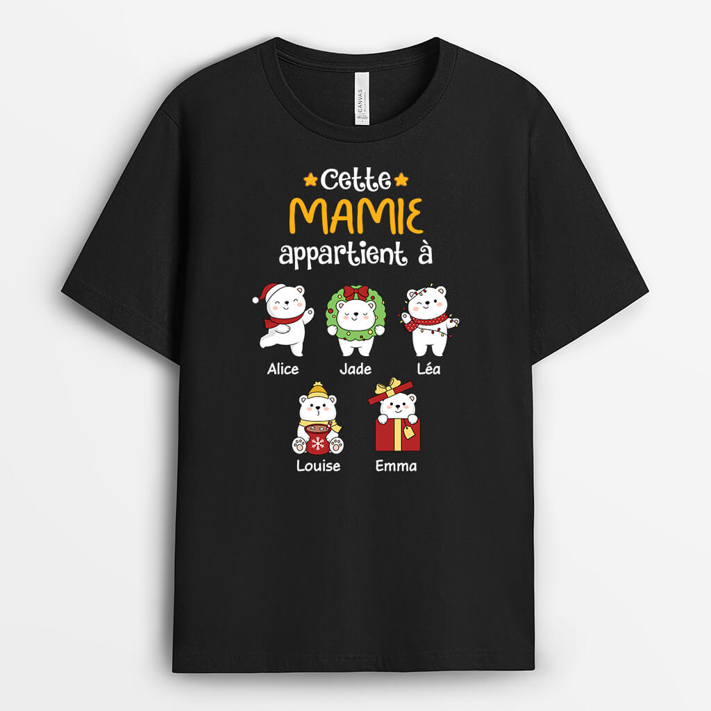 Cette Maman/Mamie Appartient À /Avec Image d'ours de Noël - Cadeau Personnalisé | T-shirt pour Femme