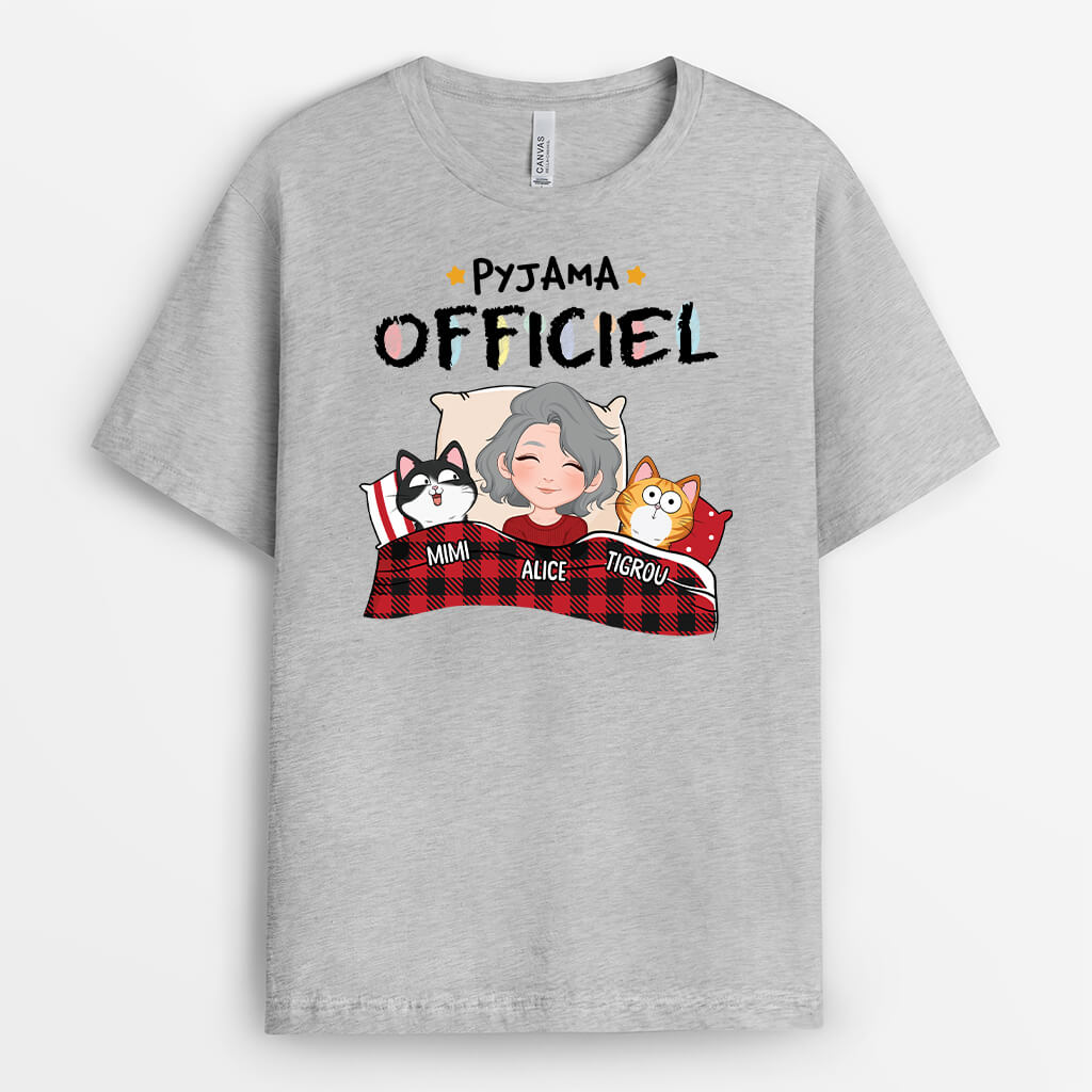 1548AFR2 t shirt chemise de nuit officielle version chat personnalise
