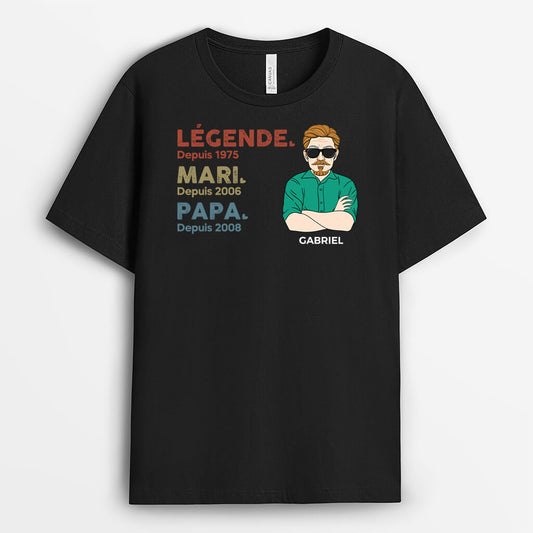 1550AFR2 t shirt legende_ mari_ papa et papy personnalise