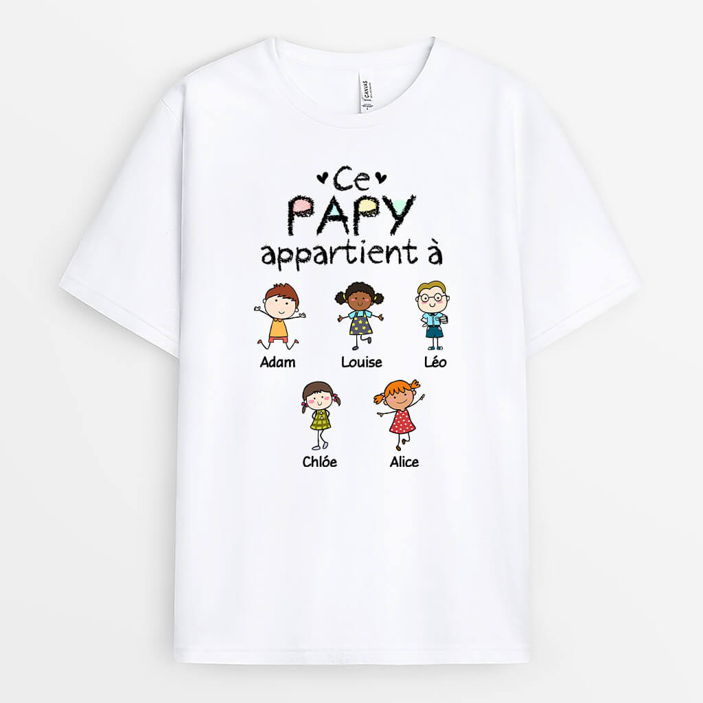 Ce Papa/Papy Appartient A Version Baguette - Cadeau Personnalisé | T-shirt pour Homme