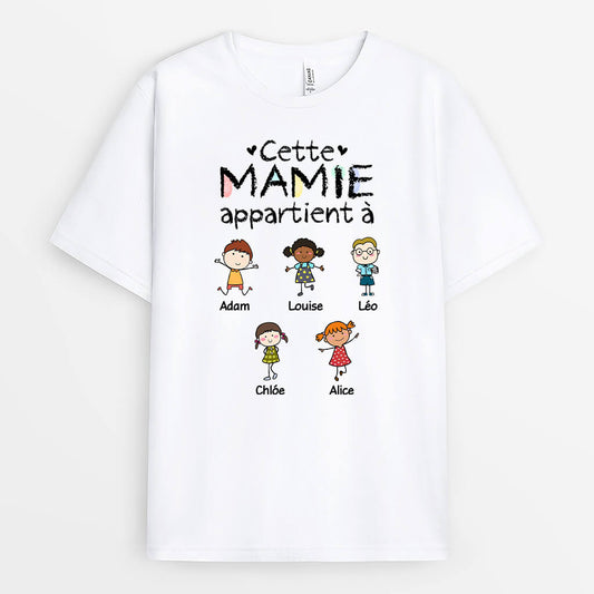 1555AFR1 t shirt cette maman mamie appartient a version baguette personnalise