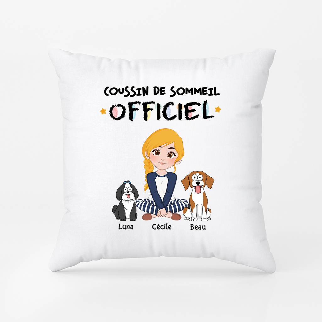 1556PFR2 coussin personnalise pour amoureux des chiens pyjama officiel version cartoon 1556p3h8c