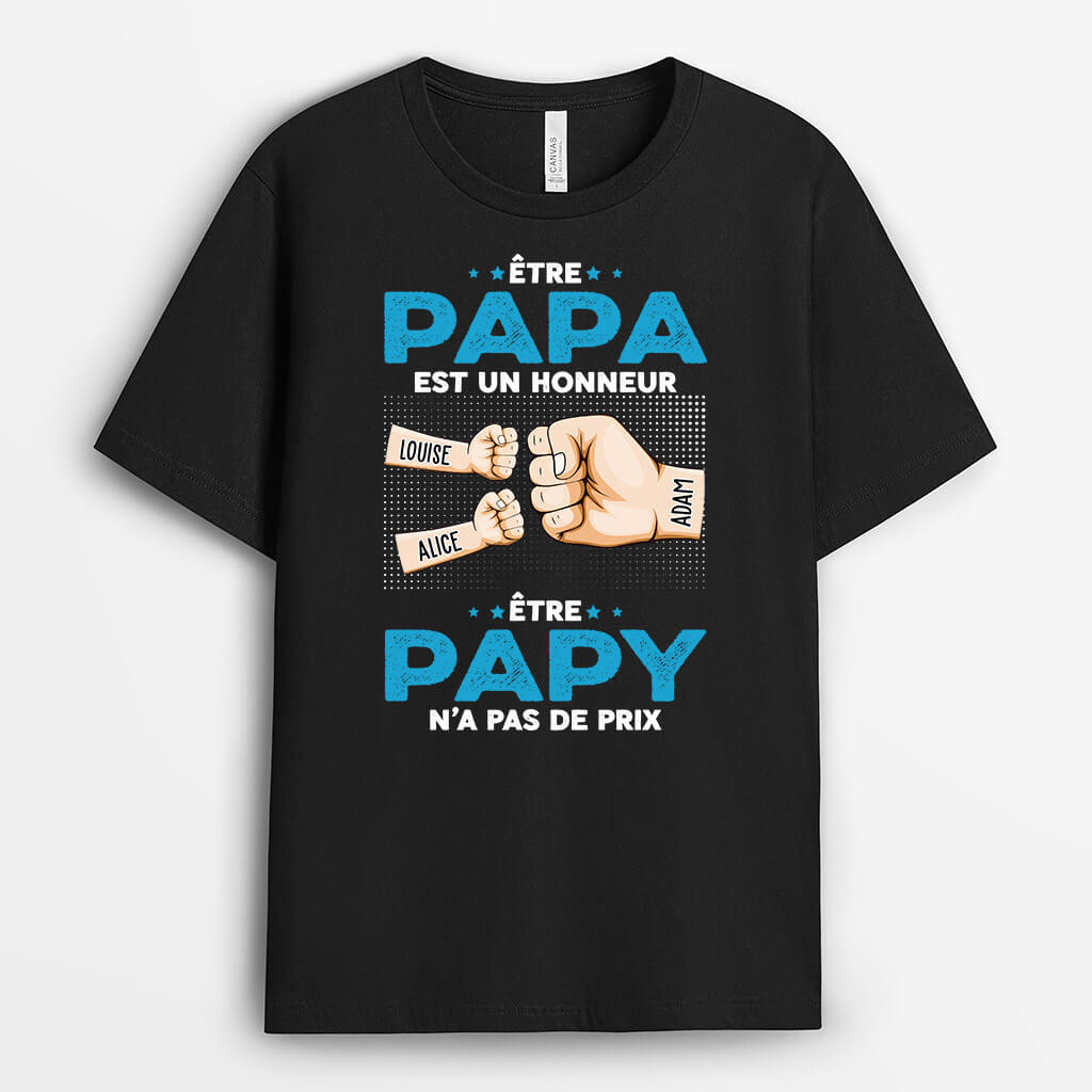 Être Papa/Papy Est Un Honneur - Cadeau Personnalisé | T-shirt pour Homme