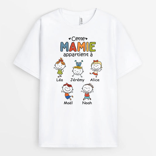 1604AFR1 t shirt cette mamie appartient a dessin magique personnalise