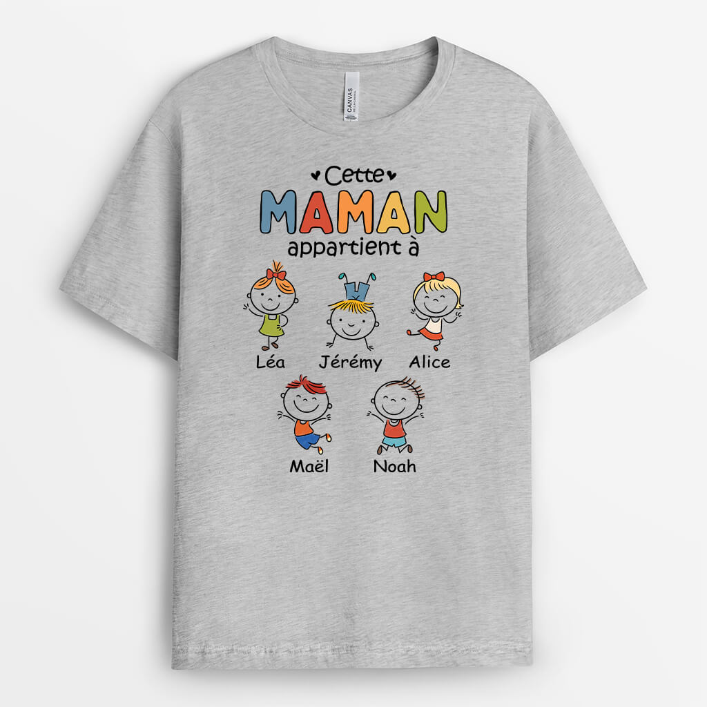1604AFR2 t shirt cette mamie appartient a dessin magique personnalise
