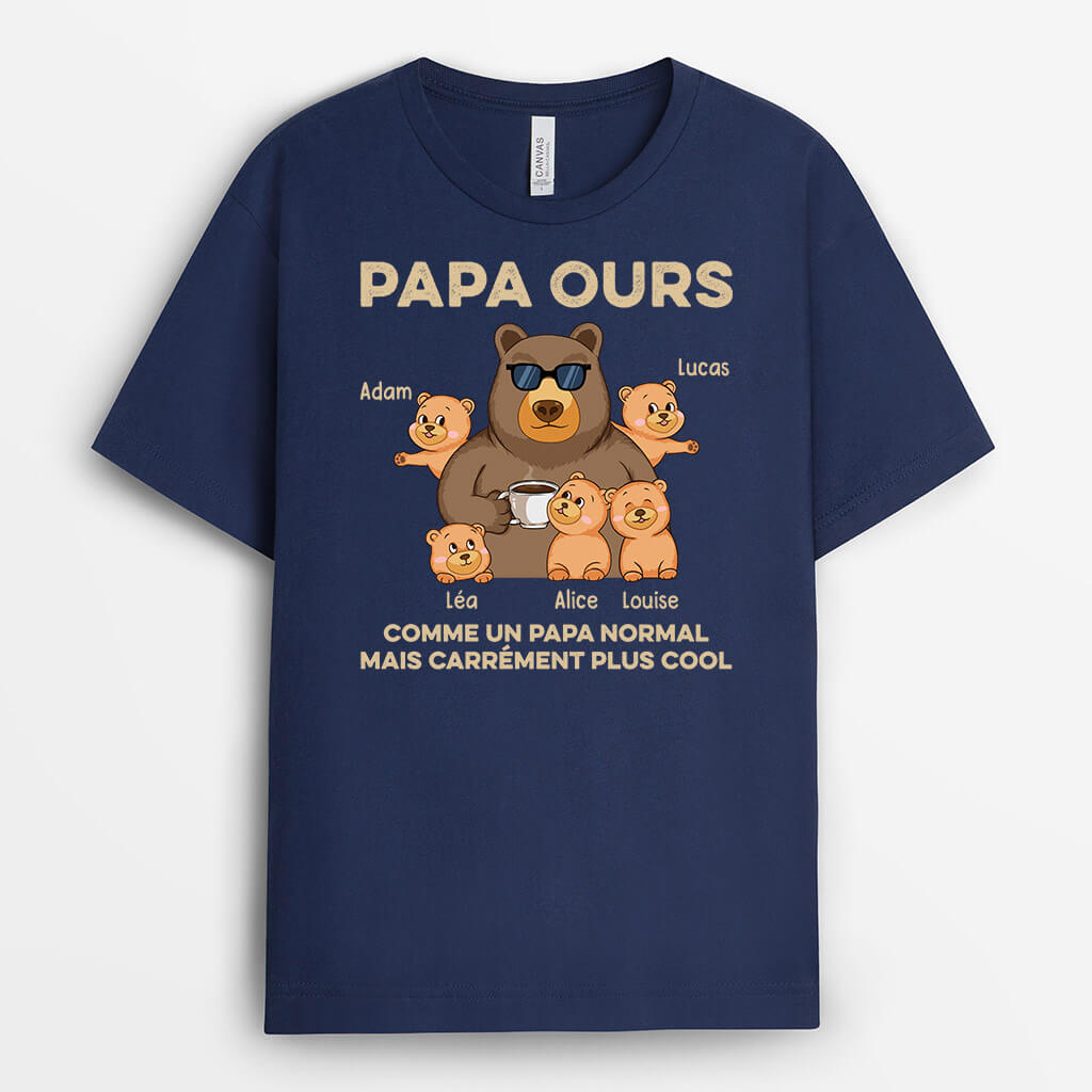Papa Ours Comme Un Papa Normal Mais Plus Génial - Cadeau Personnalisé | T-shirt pour Papa