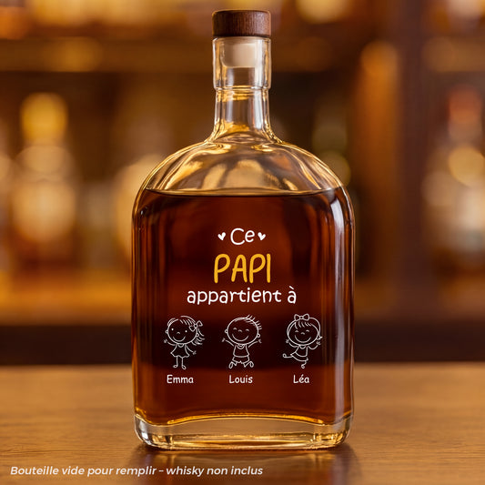 1617AFR1 mamie maman papy papa appartient a ses petits enfants bouteille whisky personnalisee 1617aitp8b